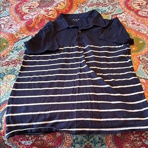 Navy and White Striped Polo Shirt